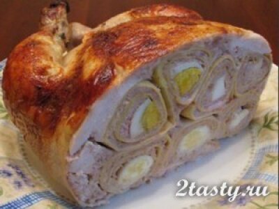 Рецепт Курица, фаршированная блинами с мясом и яйцами (фото)