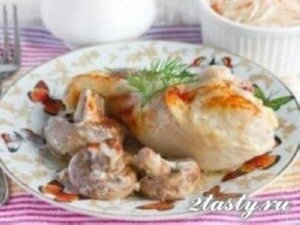 Рецепт Курица с шампиньонами в сметане (фото)