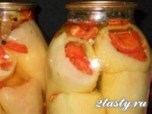 Рецепт Консервированный болгарский перец фаршированный помидорами (фото)