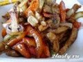 Стир-фрай из свинины с грибами и овощами