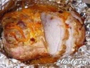Рецепт Свинина в фольге запеченная в духовке с чесноком и горчицей (фото)