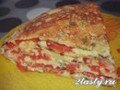 Фото Блинный торт с помидорами и грибами